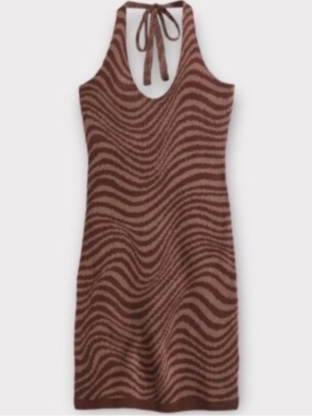 Divided H&M Brown Wave Stripe Knit Halter Mini Dress Womens Small